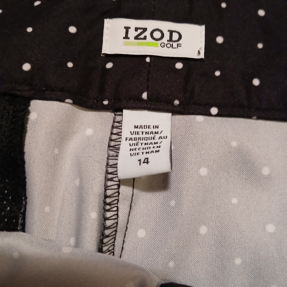 Izod Golf Woman's Size 14 Dark Blue Polka Dot Shorts - Picture 2 of 7